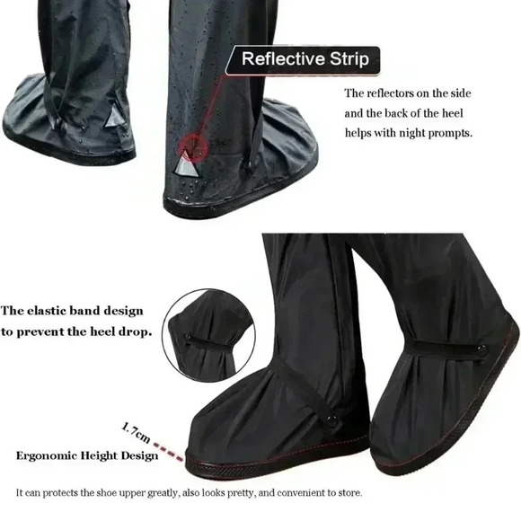 Waterproof Rain Boot Shoes Covers Foldable Reusable Slip Resistant Overs - Picture 3 of 10